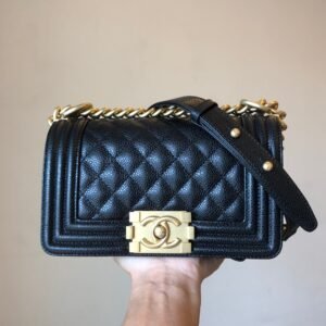 mini BOY CH@NEL Handbag   Grained Calfskin & Gold-Tone Metal  Black